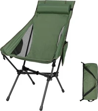 Portable High Back Camping Chair, Support Heavy Duty 440 lbs, Green-highback 