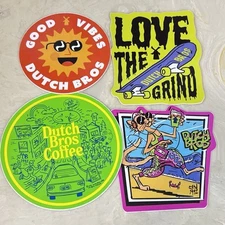 Lot 4 Miscellaneous Dutch Bros Coffee Stickers Love The grind Good Vibes A11