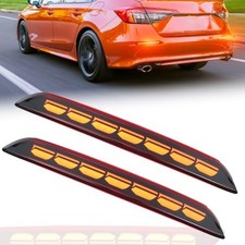 Red Lens LED Rear Reflector Bumper Fog Light Assembly kit for Honda Smoked