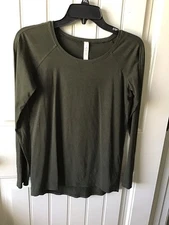 🌼Lululemon Love Crew Neck Long Sleeve Active Top Tee Pima Cotton Green 2 EUC