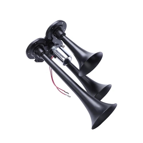 600DB Horns Train Air Horn 3 Trumpets Black For Truck/Car/SUV Loud Sound 12v/24V - Picture 7 of 12