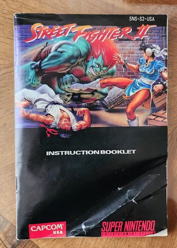 Vintage 1992 Street Fighter II SNES Super Nintendo Game Cartridge Manual Box - Picture 5 of 7