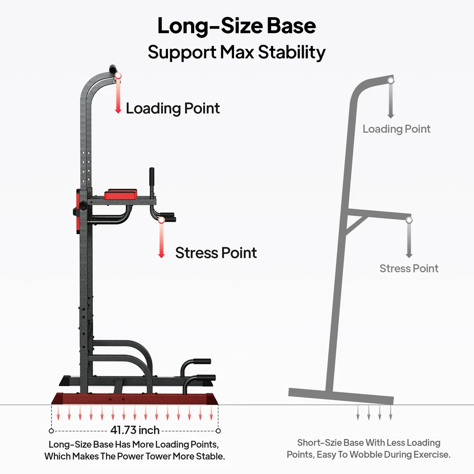 Power Tower Dip Station Adjustable Heavy Duty Pull Up Bar for Home Gym Workout - Image 4 of 4