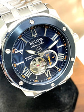 Bulova Men's Watch 98A302 Marine Star Automatic Blue Dial Silver Stainless Steel