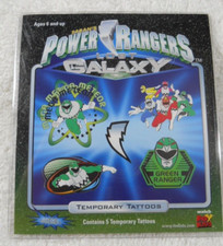 Green Power Rangers Lost Galaxy 1999 Temporary Tattoos Stickers Set of 5 Saban's