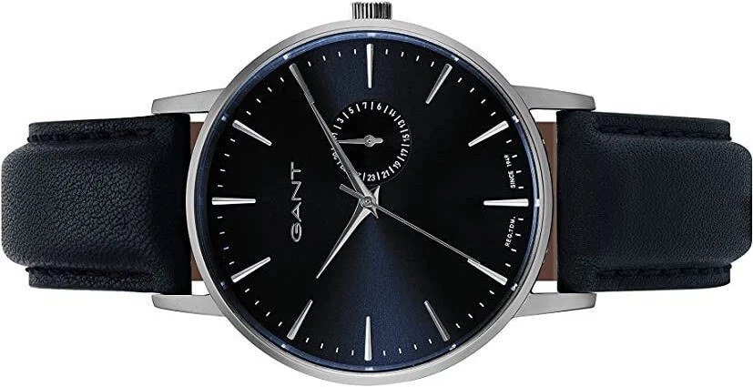 Montre GANT PARK HILL II Cadran Bleu foncé avec Date Bracelet en cuir noir Neuve - Photo 4/4