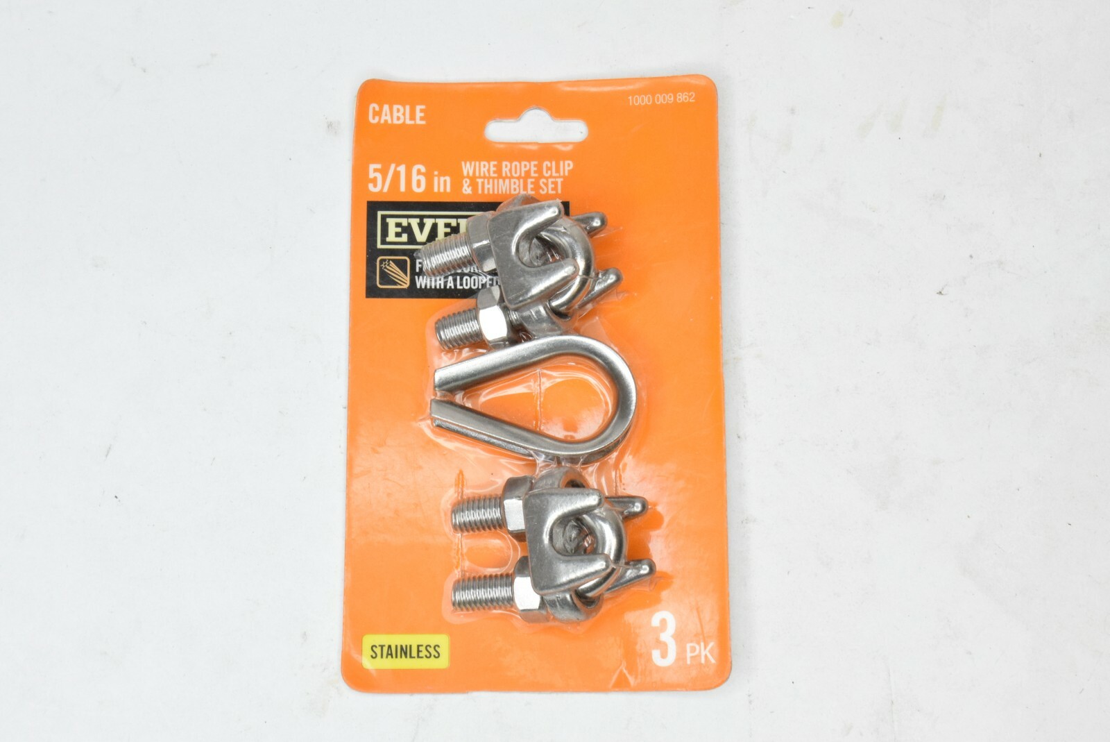 3 Pack NEW Everbilt 5/16in Wire Rope Clip and Thimble Set 1000 009
