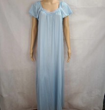 JC Penney Women's S Vintage Blue Nylon Sleeveless Long Nightgown, Cottage Core