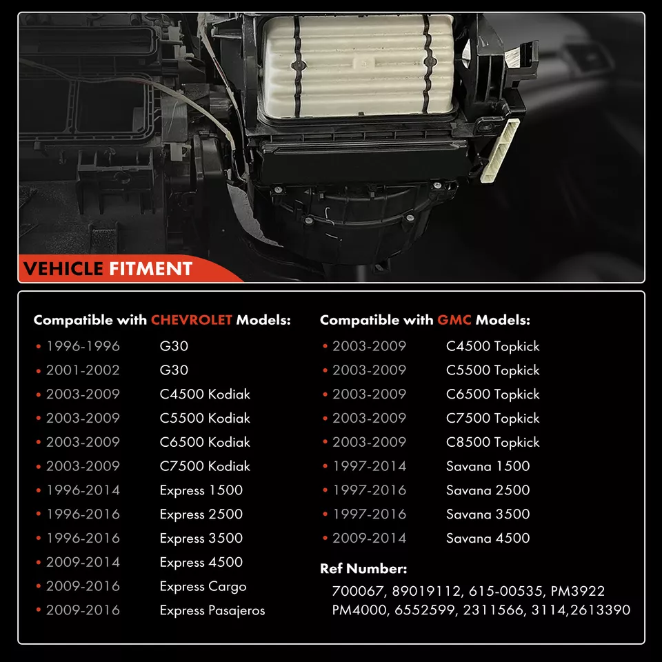 Motor de soplador de climatización con jaula de ventilador para GMC C4500 C5500 C6500 C7500 C8500 Topkick Foto 3 de 4