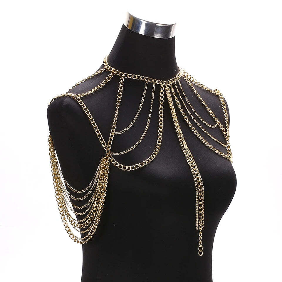 【新品未使用】M.U.L. layer chain shoulder Shoulder chain multilayered waist chain and top body jewelry