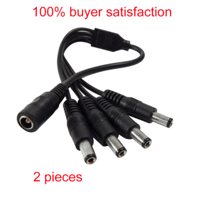 2 pieces DC 1 to 4 Power Splitter Cable Cord For CCTV Camera, 1 Female to 4 Male