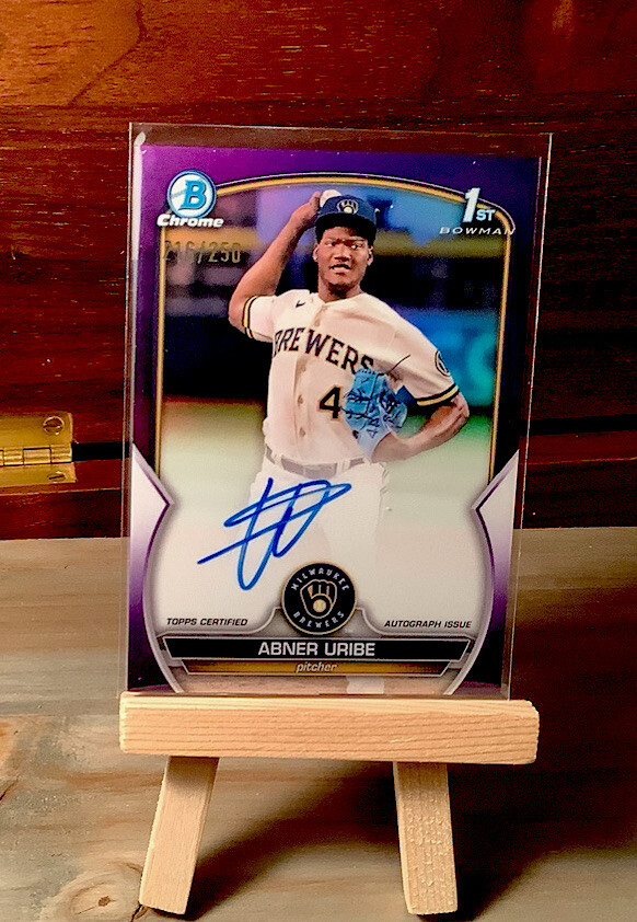 2023 Bowman Chrome - Abner Uribe AUTO /250 Purple Refractor CPA-AU (RC)