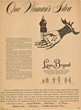 1953 Lane Bryant, One Woman's Idea American Success Story, Fashion Vtg Print Ad