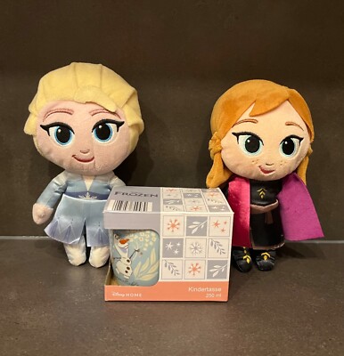 Disney Frozen II Plüsch Figur Tasse Stofffigur Anna Elsa Olaf Set Geschenkset