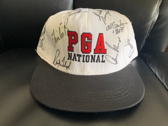 Gary Player Autographed Signed +RAY FLOYD+CHI CHI+GEIBERGER+OTHERS HAND PGA NATIONAL HAT+JSA 