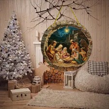 Nativity Scene Acrylic Wall Hanging Durable Waterproof Religious Decoration
