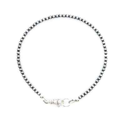 Small 2.5mm Navajo Pearl Bracelet, Thin Sterling Silver Tiny Minimalist Beads