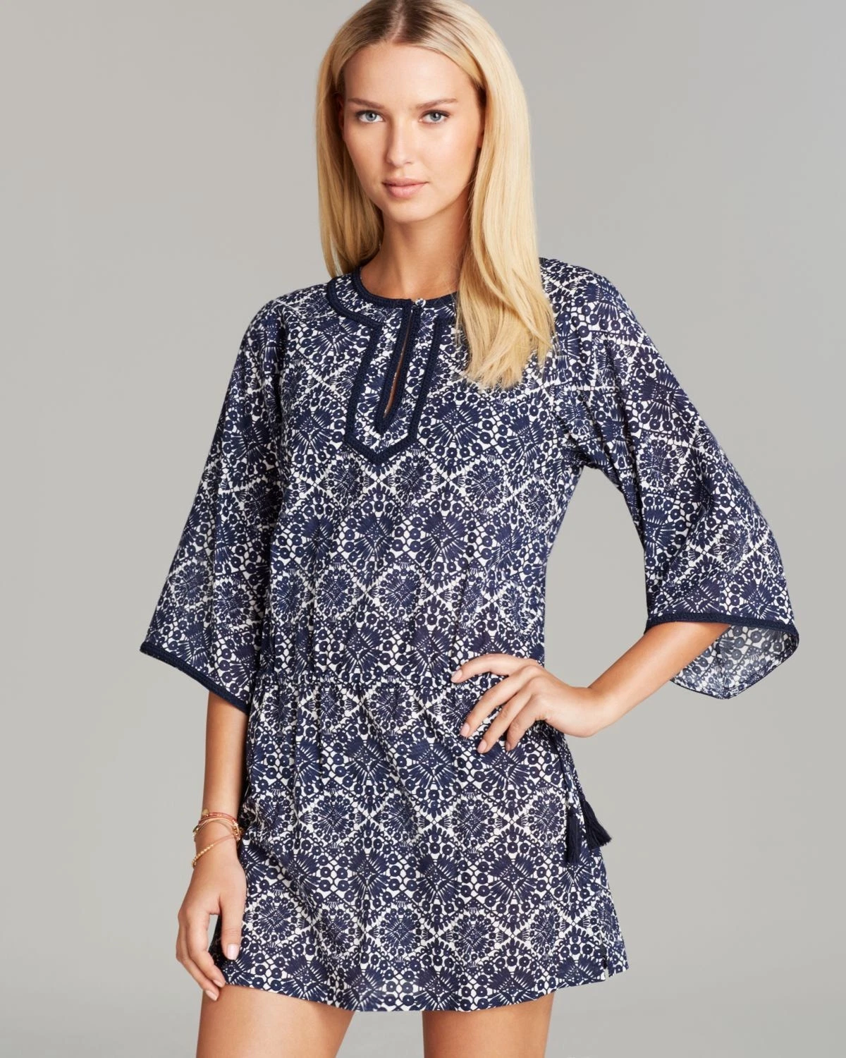 COPRICOSTUME DA BAGNO TUNICA CAFTANO PICCOLO TORY BURCH MARGHERITA NUOVO CON ETICHETTE $295 taglia S