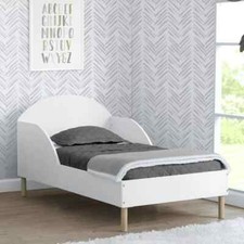 Wooden Toddler Bed Frame Modern Design Cute White Boys Girls Fits Crib Mattress