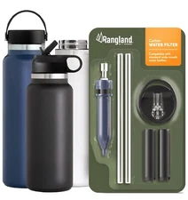 Water Bottle Straw Lid Compatible w Wide Mouth Bottles + 2 Filter Straws