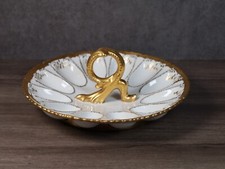 Vtg Gerold Porzellan Western Germany white w/ gold deviled egg serving platter