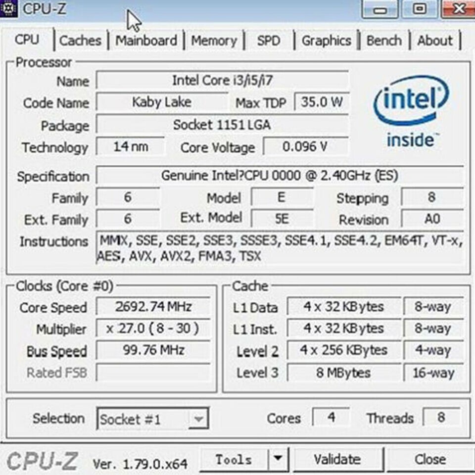 Intel Core I7 7700T ES QKYL 2.4GHz 4Core 8Threads LGA 1151 CPU ...