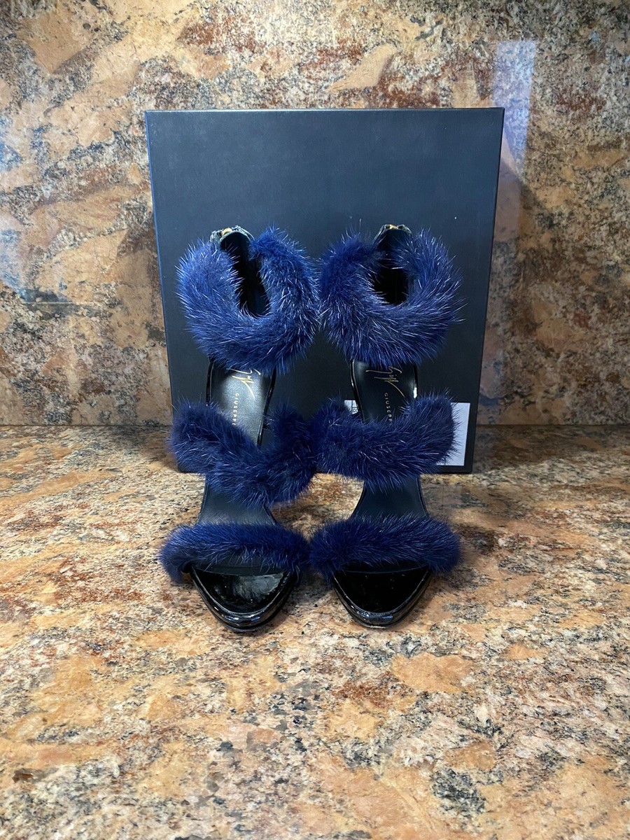 GIUSEPPE ZANOTTI Harmony Mink Fur Strappy Sandal Heels 36/6 | eBay