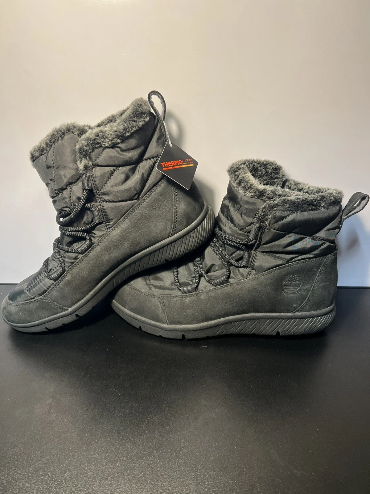 TIMBERLAND A3725 BOLTERO LINEA DONNA STIVALI IMPERMEABILI NERI FODERATI TAGLIA 7