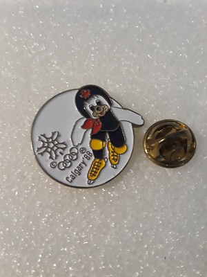 Vintage 1988 Calgary Olympic Mascot Speed Skater Pin