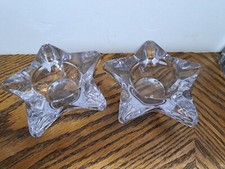 GLASS STAR SHAPE CANDLE HOLDER LAVENDER TINT