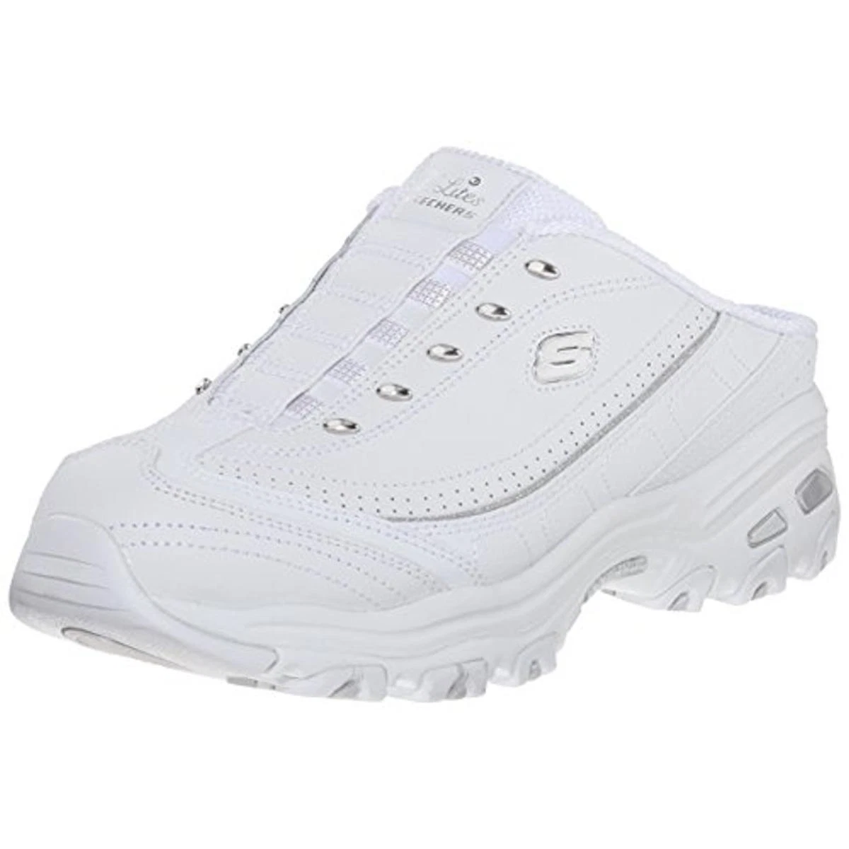 Skechers Womens Bright Sky White Slip On Sneakers 8.5 Medium B M