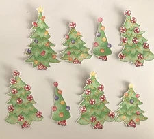 Tiny Christmas Trees - Iron On Fabric Appliques - Patches, Crafts