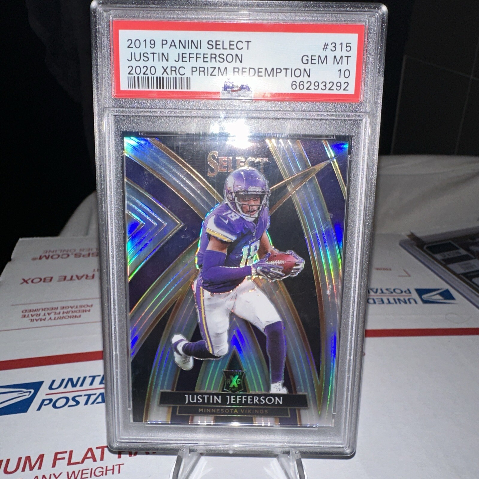 JUSTIN JEFFERSON PSA 10 2019 PANINI SELECT #315 ROOKIE 2020 XRC PRIZM RC