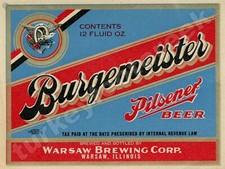 Burgemeister Pilsener Beer Label 9" x 12" Metal Sign