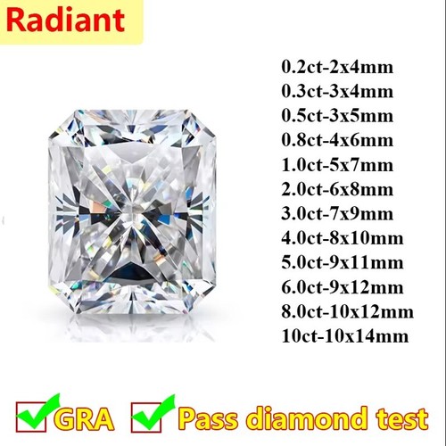9 Shapes 0.1-10ct D Color VVS1 Moissanite Stone Loose Gemstone Excellent Cut GRA - Picture 17 of 21