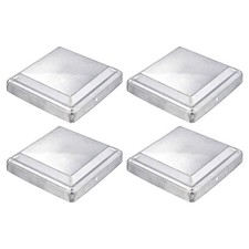 4Pcs Fence Post Cap Galvanized Deck Post Caps Fit 4.8" x 4.8" Pipe Silver,