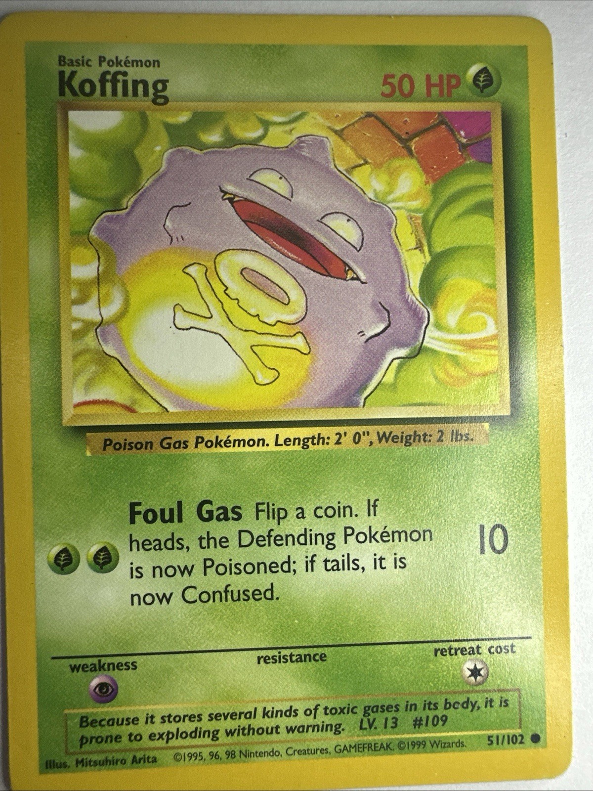 Koffing (51/102) ~ LP [Base Set Unlimited] Vintage 1999- Pokémon TCG Card