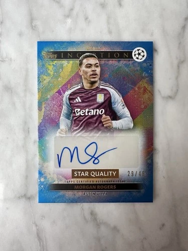 2024-25 Topps Inception UEFA MORGAN ROGERS Star Quality Blue Auto /49 #SQA-MR