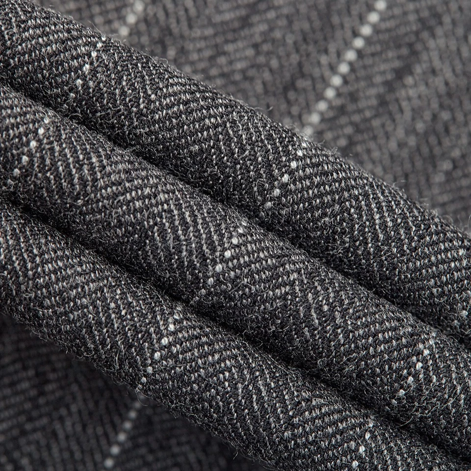 Hombres Rayas Delgado Novio 3 piezas Traje Chaqueta Chaleco Pantalones Vestido Formal Boda 2 Botones Foto 3 de 4