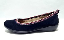 Hotter Slippers Size 6 UK Navy Blue Suede Dual Fit "Honey"