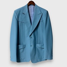 Vintage 1970s Top Man Western Disco Jacket Blue Rockabilly Blazer 40L