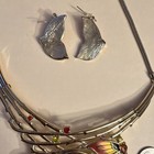 Butterfly Enamel Glass Adjustable Necklace & Earrings Set, Red Yellow Black — photo 7