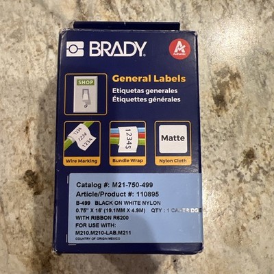 Brady M21-750-499 Multi-Purpose Nylon Labels w/Ribbon for M21 Printers - 0.75''