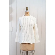 Women's Cream Cashmere Blend Beaded Banana Republic Sweater Party Office Wear, M