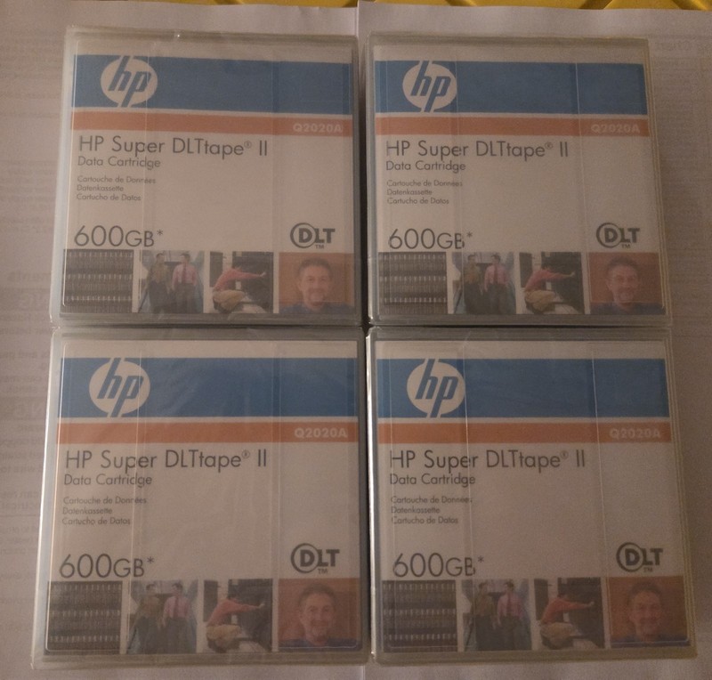 Four (4) New Hewlett Packard HP Q2020A Super DLT II 600GB Data Cartridges .