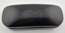 Coach Eyeglass Case Black Hard Shell Logo Embossed Velvet Interior