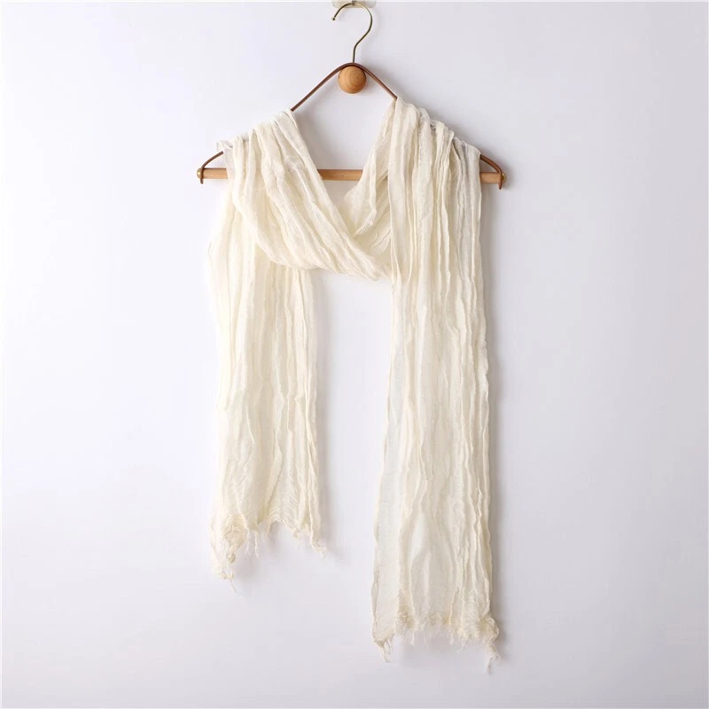 Linen Cotton Soft Breathable Scarf Unisex Casual Plain Color Shawl Neckercheif