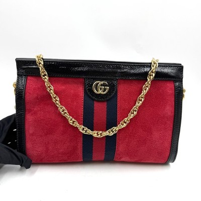 Pre-Owned Gucci Pre-Owned Ophidia Suede Chain Shoulder Bag