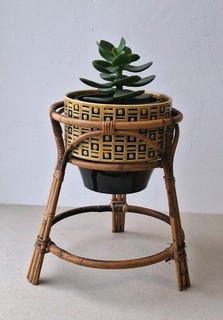 Vintage Boho MidCentury Bamboo Stand Plant Stand Retro Decor Small Plant Holder