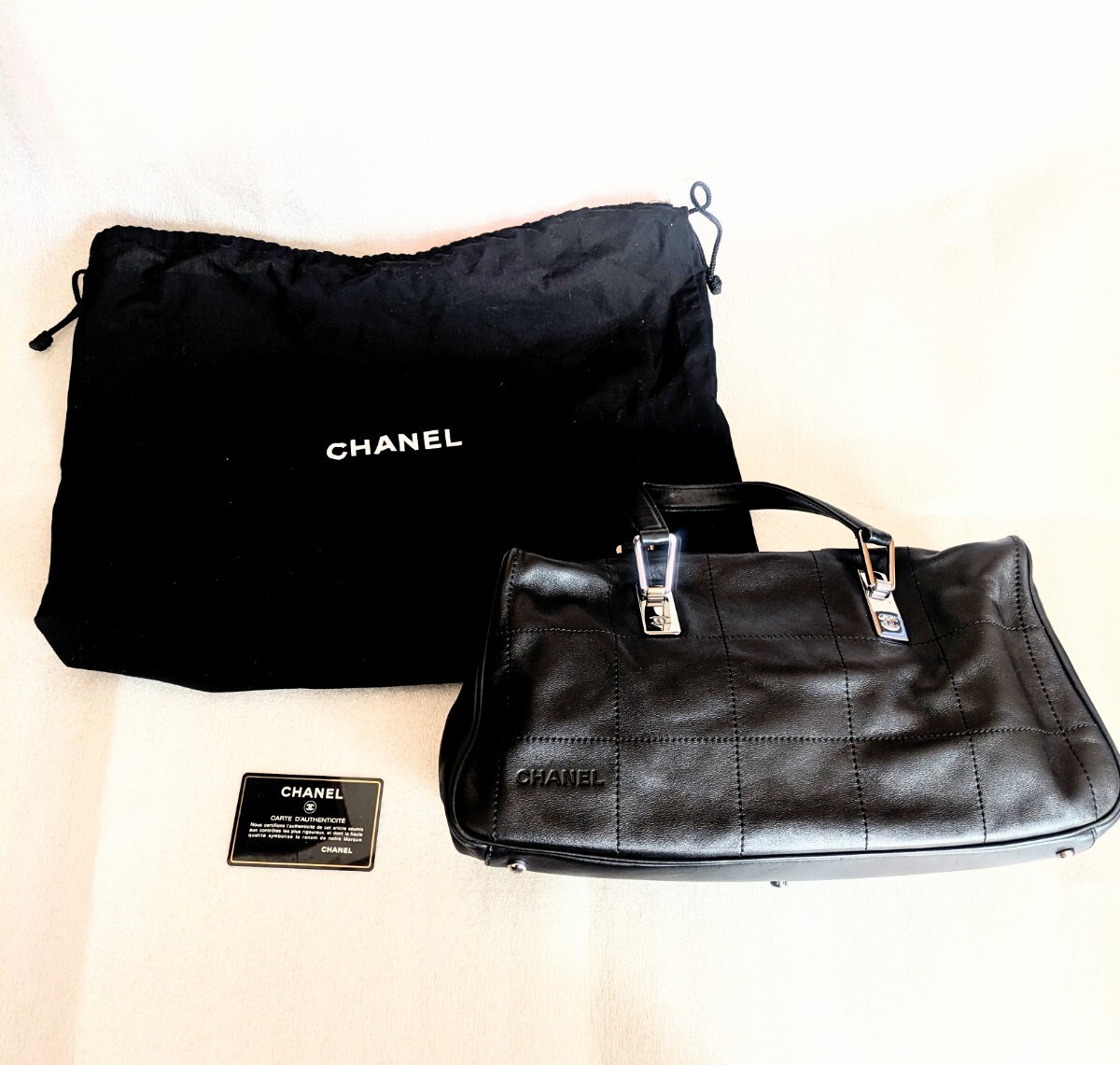 CHANEL Mini Boston Bag in Chocolate Bar Lambskin Pre-Owned  